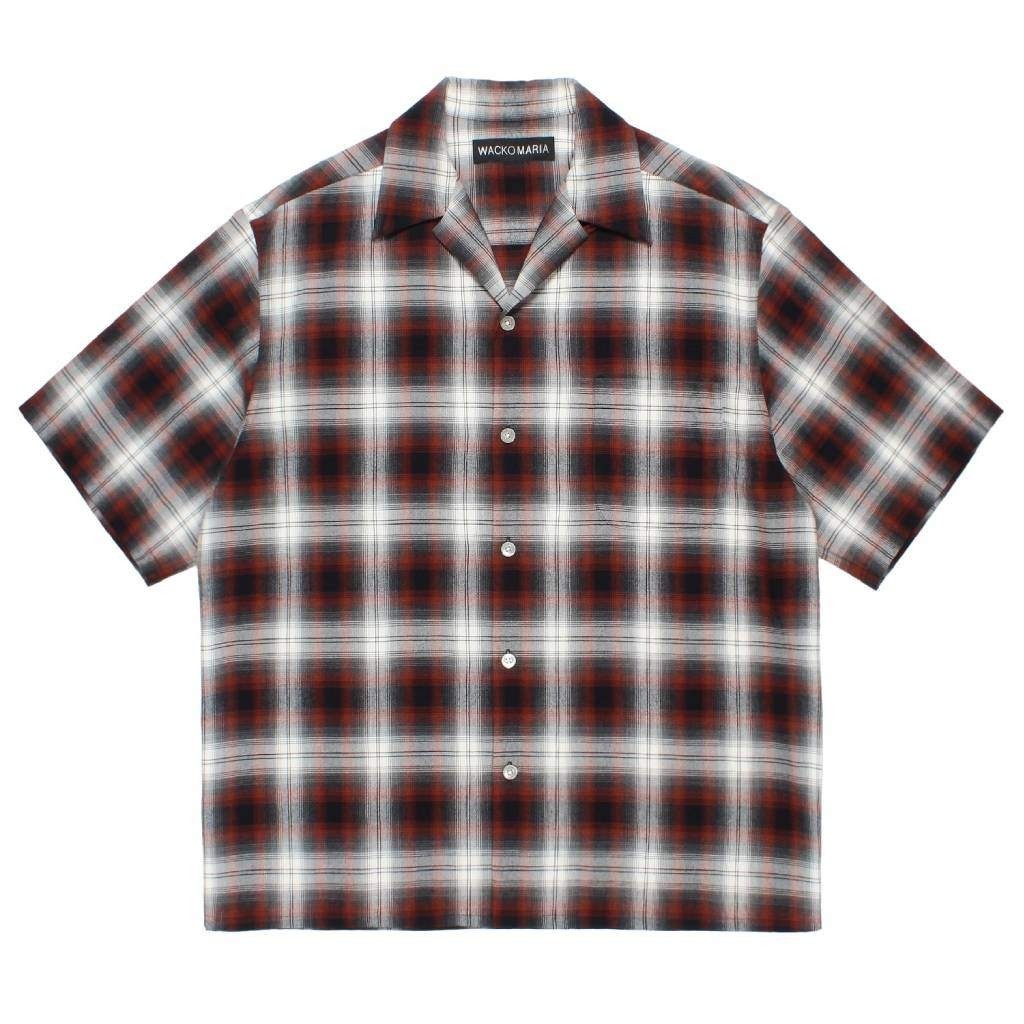 OMBRE CHECK OPEN COLLAR SHIRT S/S ( TYPE-2 ) #BROWN [26SS-WMS-OC10]