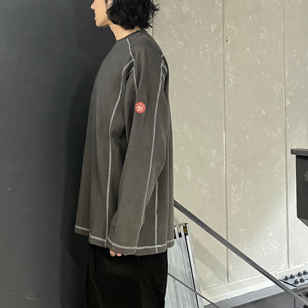 圓領雙層針織長袖衫 #炭灰色 [CES26CS22]