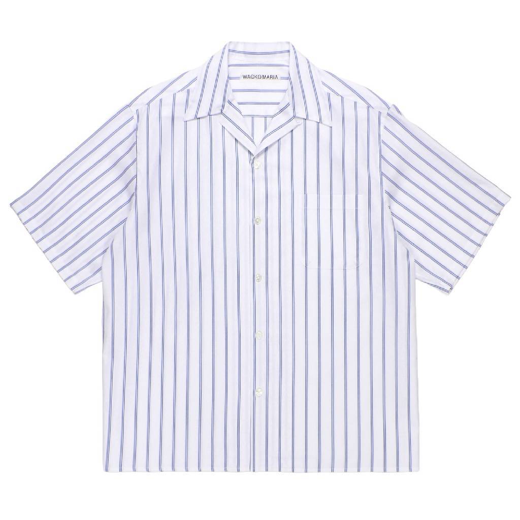 STRIPED OPEN COLLAR SHIRT S/S ( TYPE-2 ) #BLUE [26SS-WMS-OC16]
