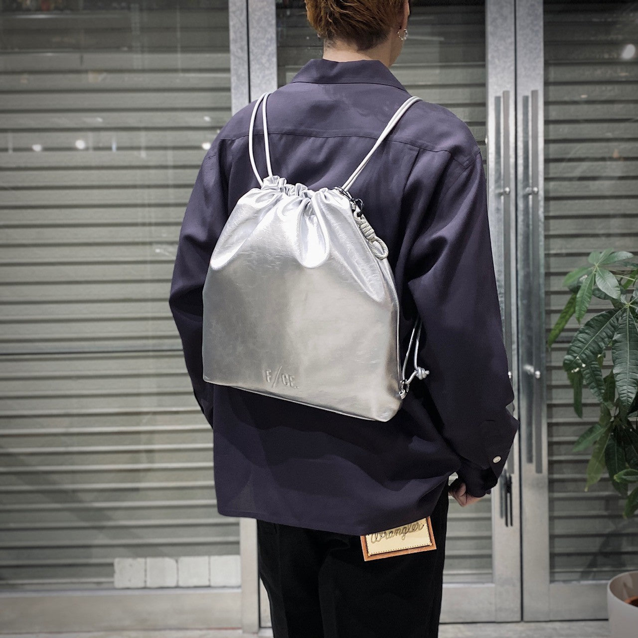 TECH LEATHER KNAPSACK TOTE #SILVER [FLE32251B0002]