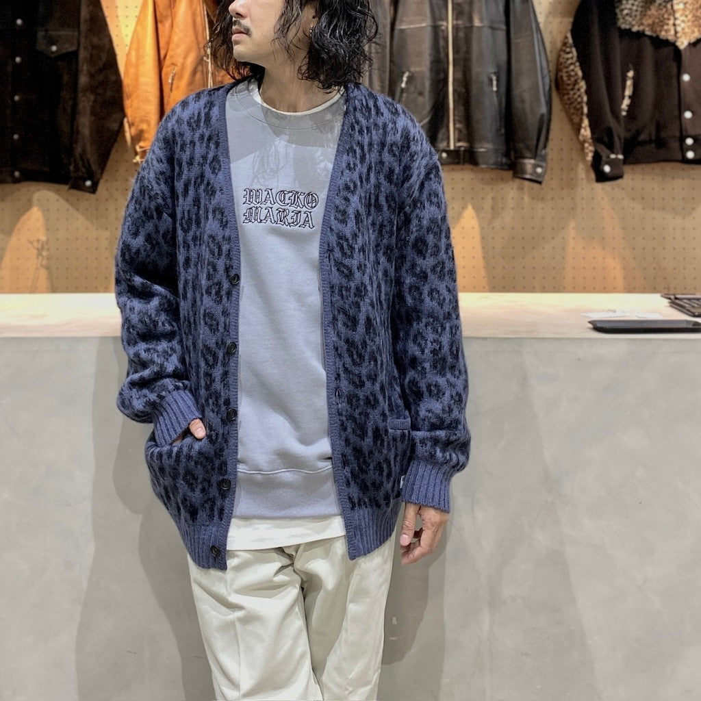 LEOPARD HEAVY MOHAIR CARDIGAN #PURPLE [24FW-WMK-KN10]
