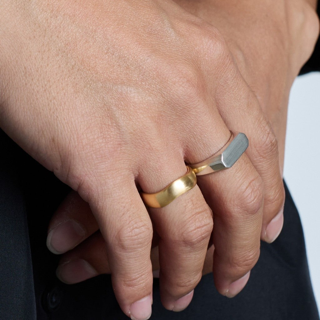 Signet Ring with Hair Line -Thick- #SILVER [XOR121] - cocorozashi