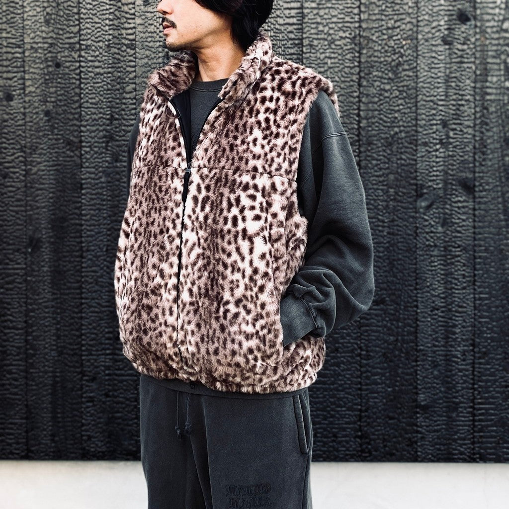 WILD THINGS | LEOPARD FUR HAPPY VEST ( TYPE-2 ) #L-PINK [26FW-WMO-WT06]