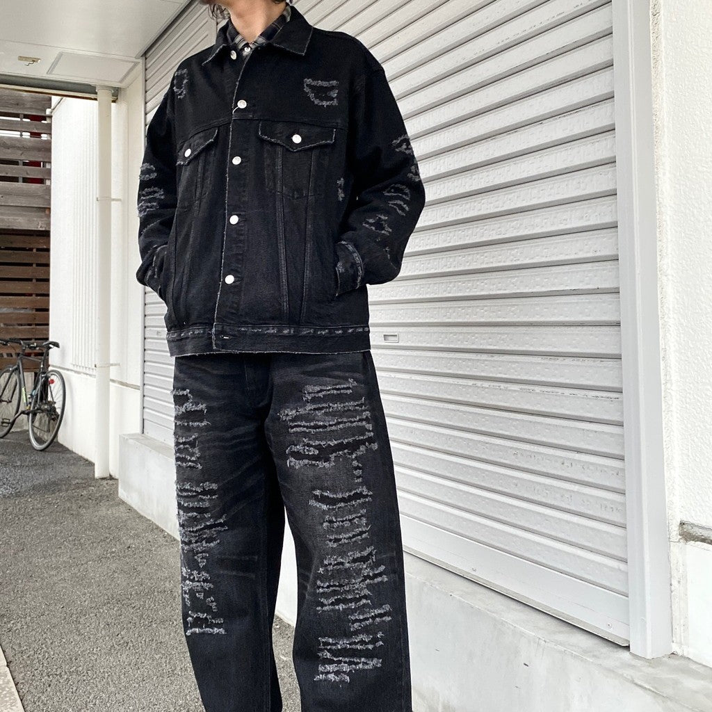 BORO 吊帶牛仔褲 #黑色 [24SS-FS-04 / FS1403]