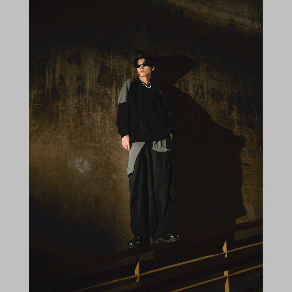 「8SE-03K」 Montage Splicing Knit Sweater #SHADOW [GOOPI-24AW-DEC-05]