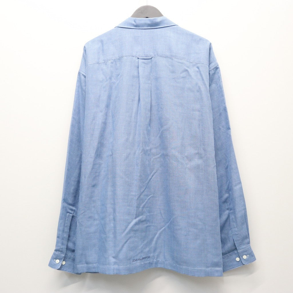 Double Gauze Plaid Open Collar Shirt #Off x Blue [SD26S-SH02]