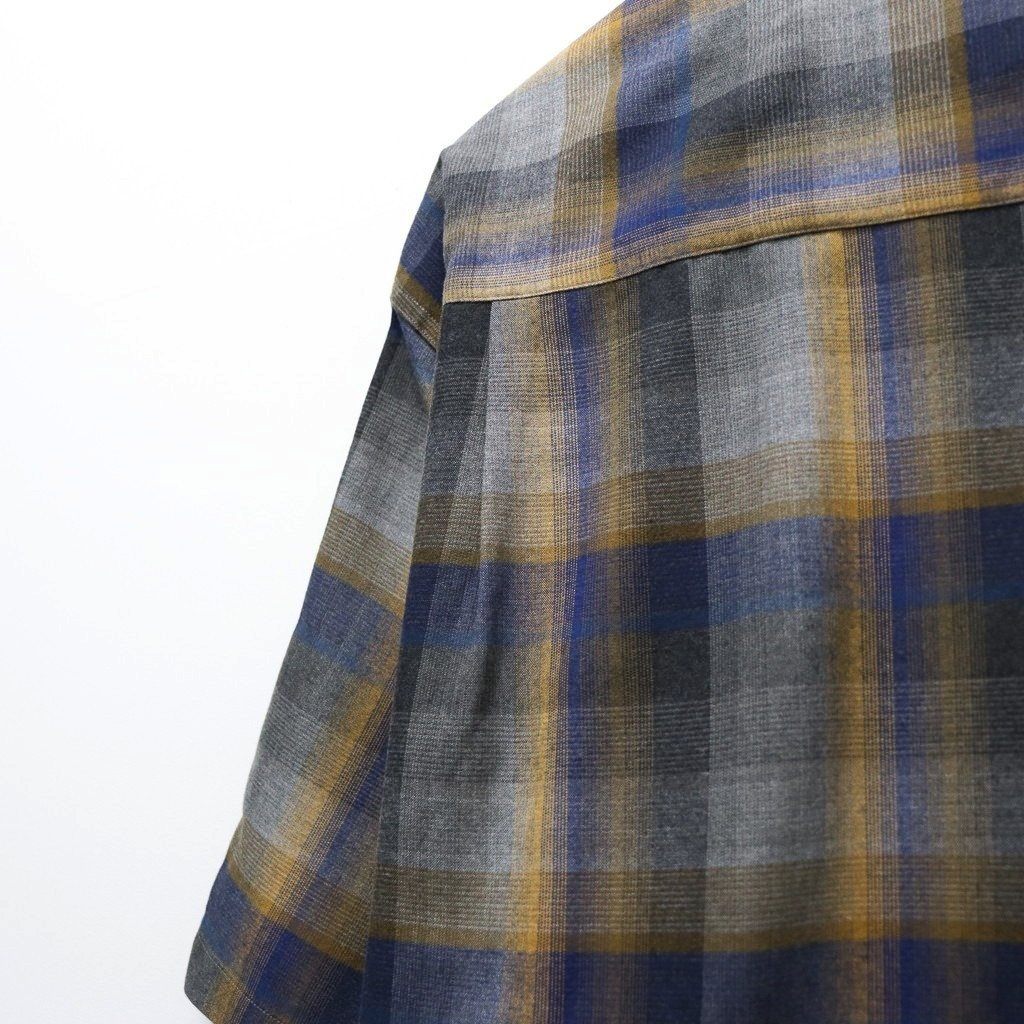 OMBRE CHECK OPEN COLLAR SHIRT S/S ( TYPE-1 ) #BLUE [26SS-WMS-OC09]