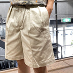 雙褶斜紋棉布短褲 #白色 [24SS-WMP-PT12]