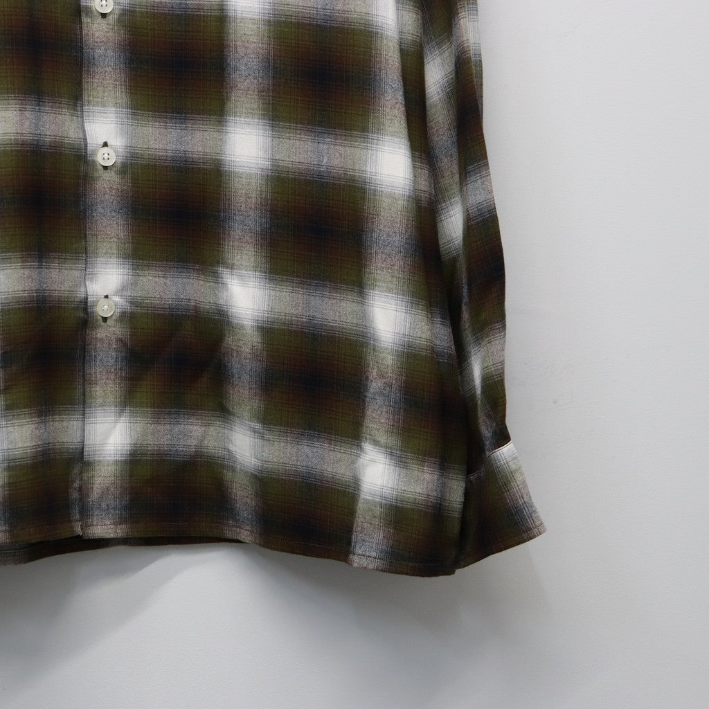 OMBRE CHECK OPEN COLLAR SHIRT L/S ( TYPE-1 ) #KHAKI [25FW-WMS-OC05]