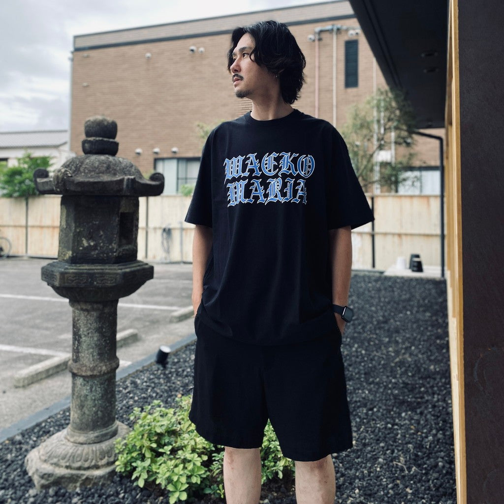 WASHED HEAVY WEIGHT CREW NECK T-SHIRT ( TYPE-12 ) #BLACK-BLUE [26SS-WMT-WT13]