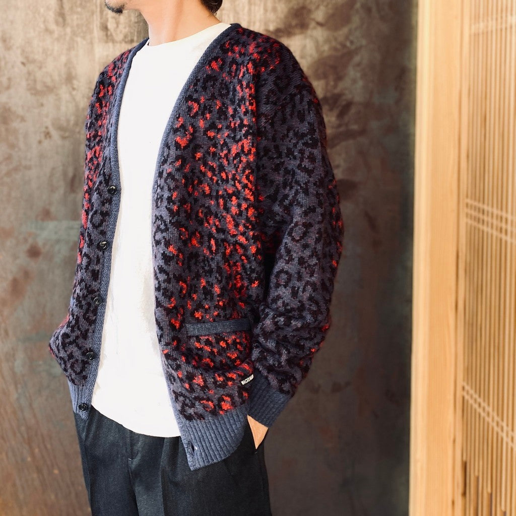 LEOPARD MOHAIR CARDIGAN #NAVY [25FW-WMK-KN08]