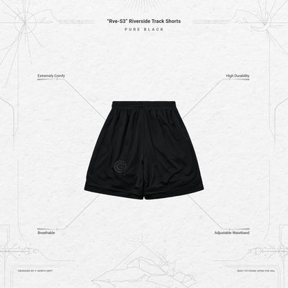 「Rve-S3」 Riverside Track Shorts #PURE BLACK [GOOPI-24SS-AUG-04]