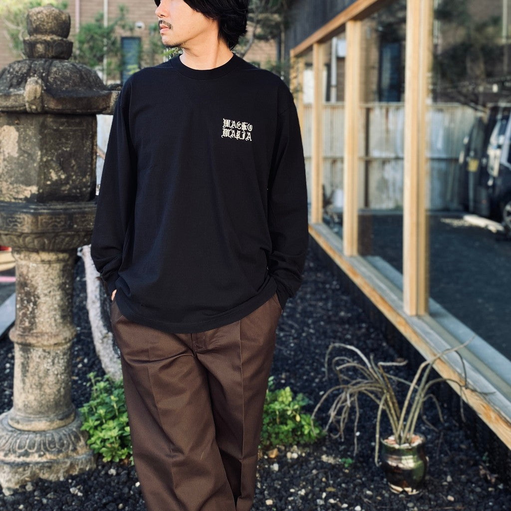 WASHED HEAVY WEIGHT CREW NECK LONG SLEEVE T-SHIRT ( TYPE-2 ) #BLACK [26FW-WMT-LT02]