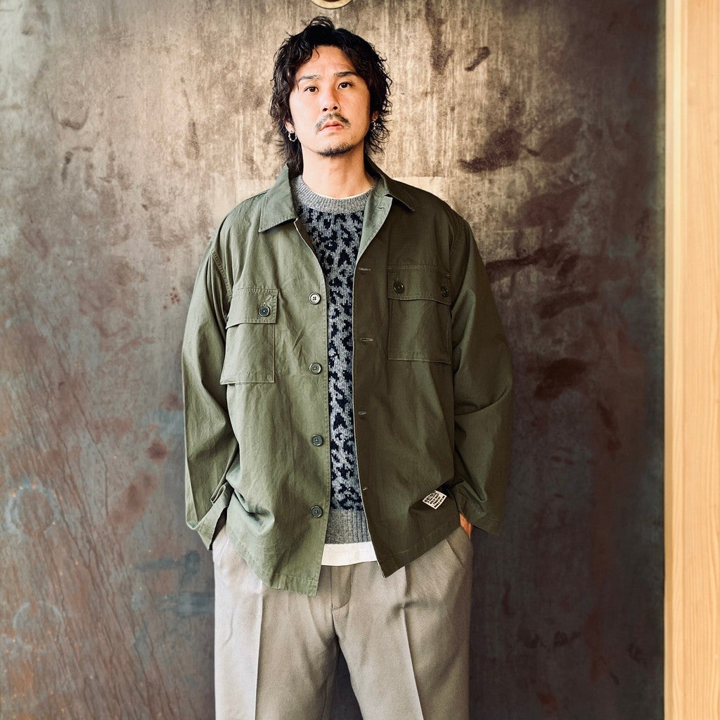 LEOPARD MOHAIR CREW NECK SWEATER #GRAY [25FW-WMK-KN07]