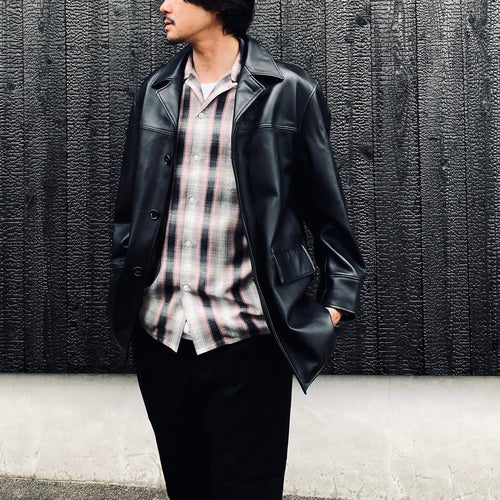 LEATHER COAT ( TYPE-2 ) #BLACK [26FWE-WMO-CO02]