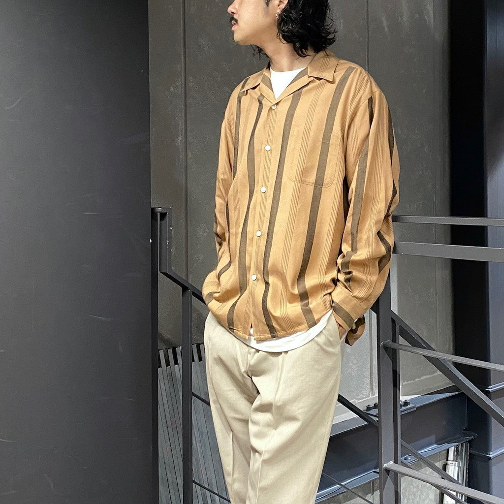 STRIPED OPEN COLLAR SHIRT L/S ( TYPE-1 ) #BROWN [24FW-WMS-OC05]