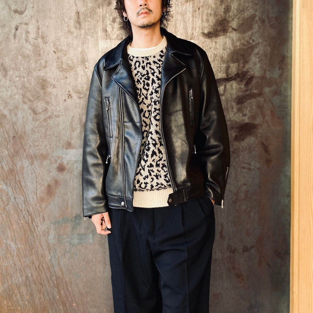 LEOPARD MOHAIR CREW NECK SWEATER #IVORY [25FW-WMK-KN07]