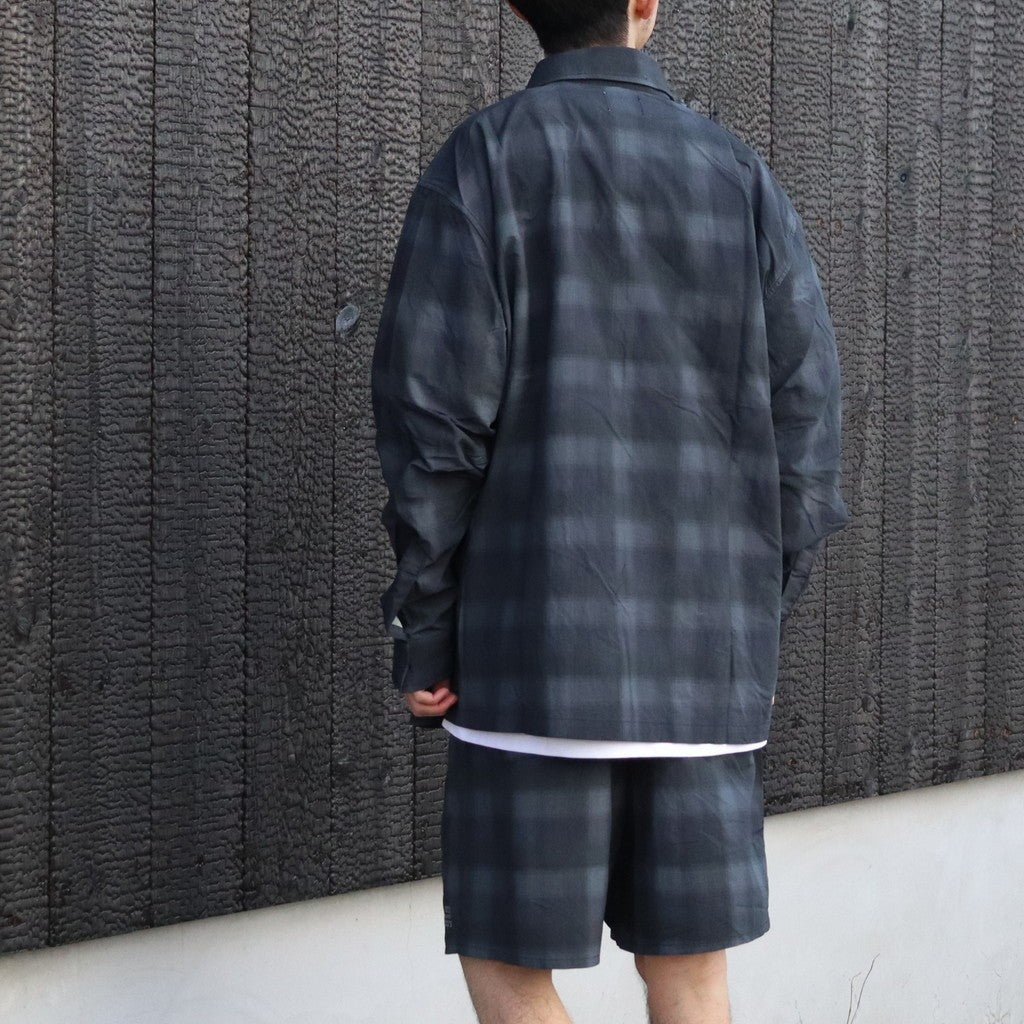 TASLAN NYLON CHECK SHIRT #BLACK [CCC-261W003]