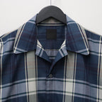 TECH SPORTS OPEN COLLAR SHIRT L/S BIG TARTAN #NAVY [BE-81026W]