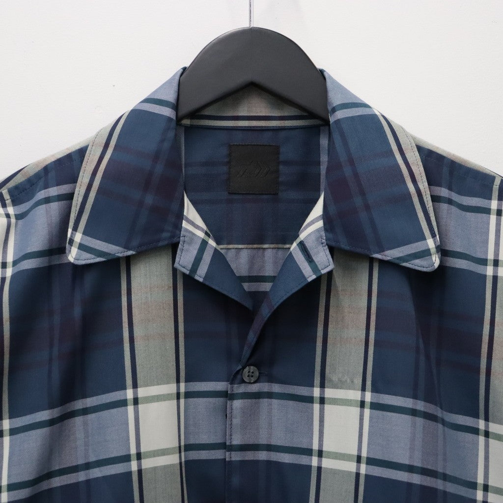 TECH SPORTS OPEN COLLAR SHIRT L/S BIG TARTAN #NAVY [BE-81026W]