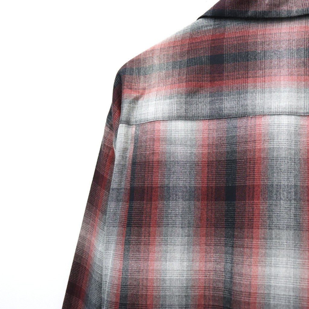 OMBRE CHECK OPEN COLLAR SHIRT L/S ( TYPE-1 ) #RED [26FWE-WMS-OC01]