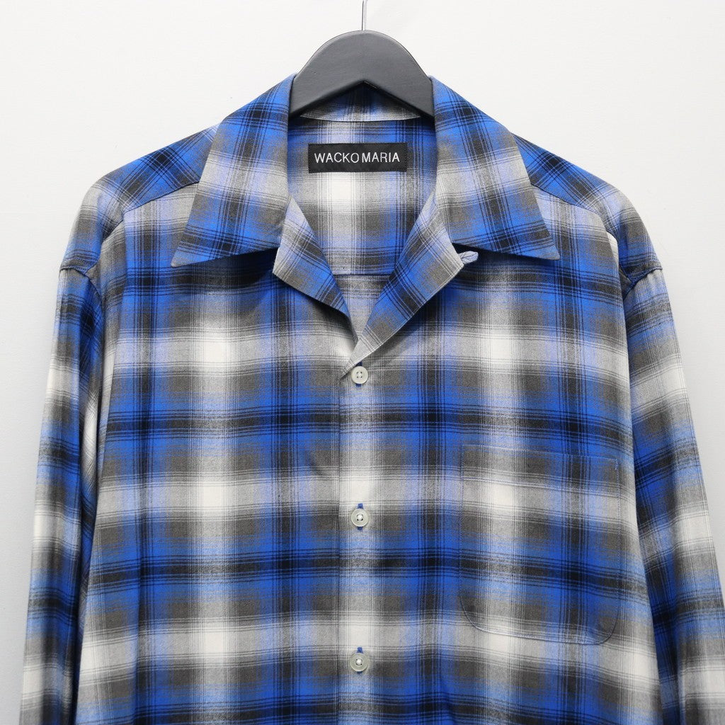 OMBRE CHECK OPEN COLLAR SHIRT L/S ( TYPE-1 ) #BLUE [25FW-WMS-OC05]