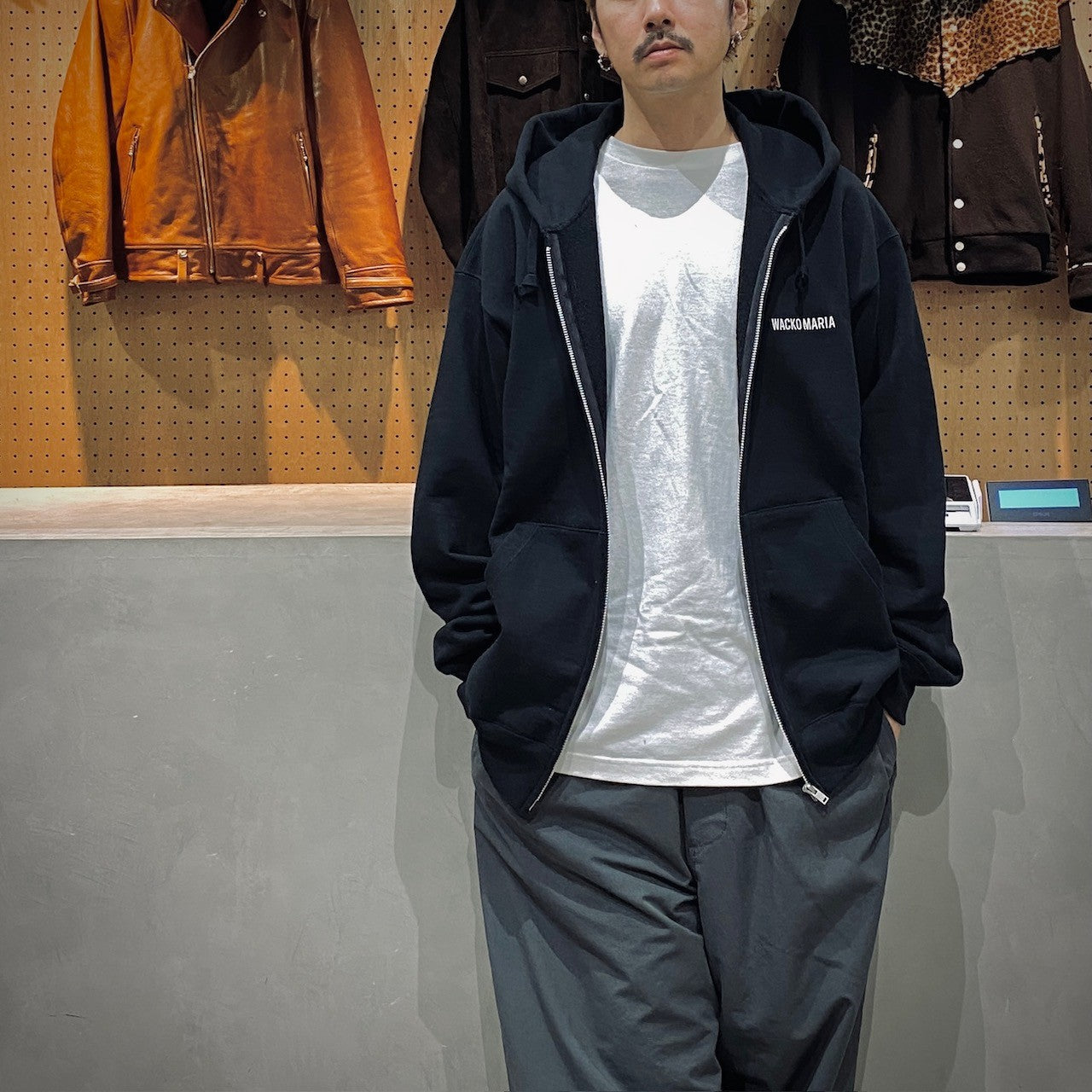 重磅全拉鍊連帽衛衣 #黑色 [25SSE-WMC-SS01]