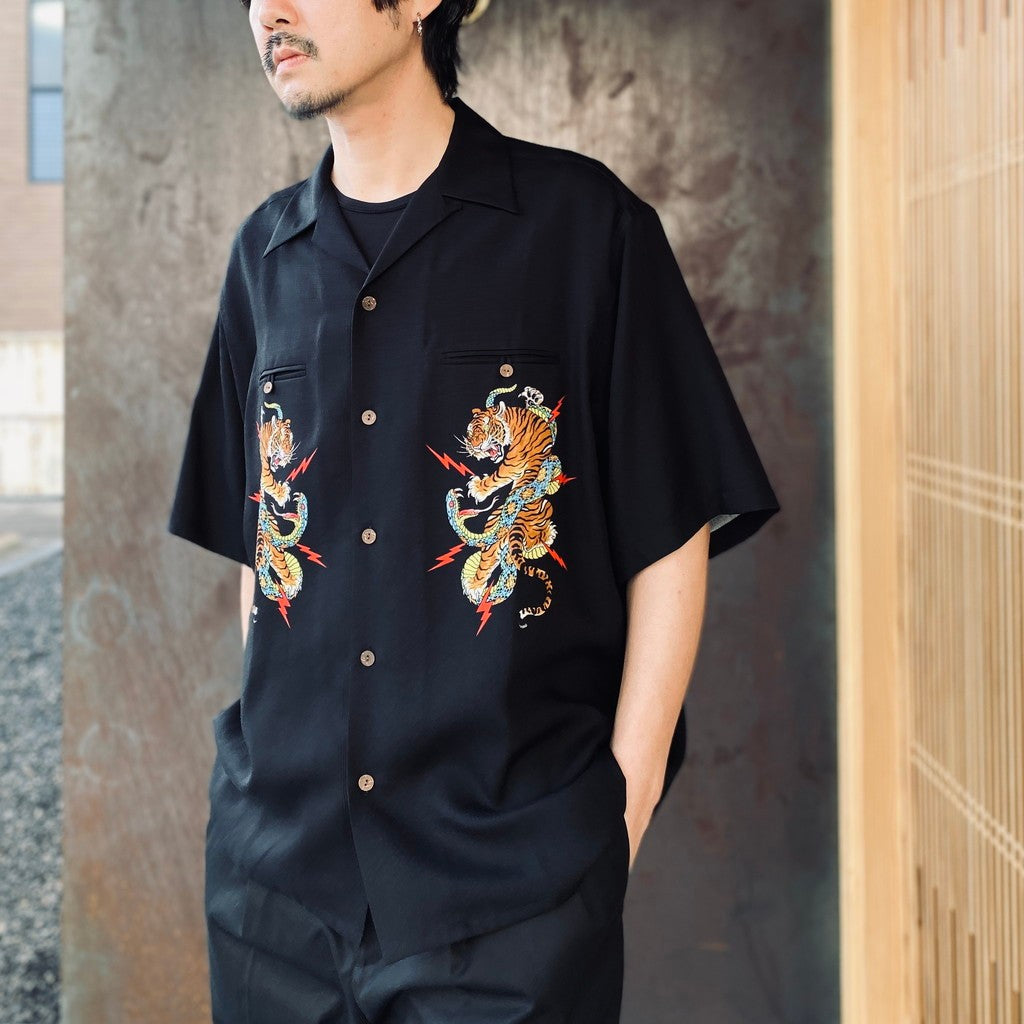 TIM LEHI | HAWAIIAN SHIRT S/S ( TYPE-1 ) #BLACK [26SSE-WMS-HI01]