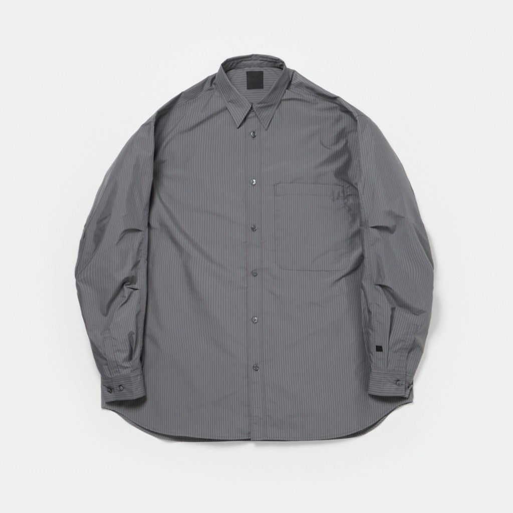 TECH REGULAR COLLAR SHIRT L/S STRIPE #CHARCOAL / GRAY [BE-83024W]