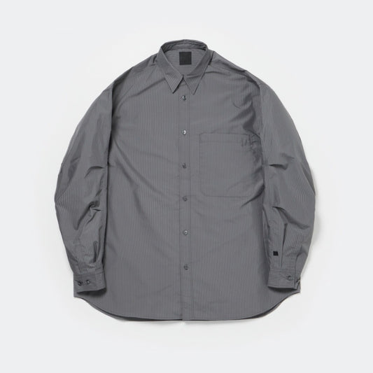 TECH REGULAR COLLAR SHIRT L/S STRIPE #CHARCOAL / GRAY [BE-83024W]