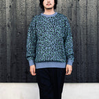LEOPARD MOHAIR JACQUARD CREW NECK SWEATER #BLUE [26FW-WMK-KN16]
