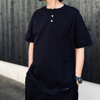 HEALTHKNIT | HENRY NECK T-SHIRT #BLACK [26SS-WMT-HK01]