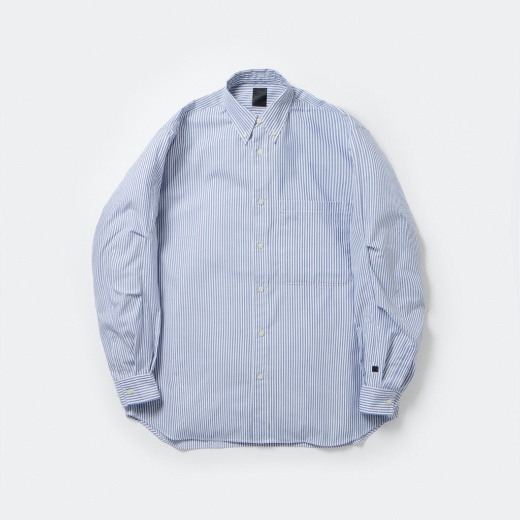TECH BUTTON DOWN SHIRT L/S STRIPE #NAVY [BE-80024]