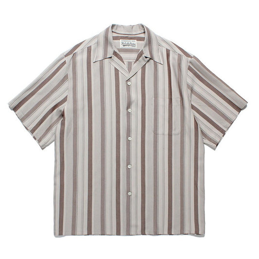 STRIPED OPEN COLLAR SHIRT S/S -TYPE 2- #GRAY [24SS-WMS-OC09]