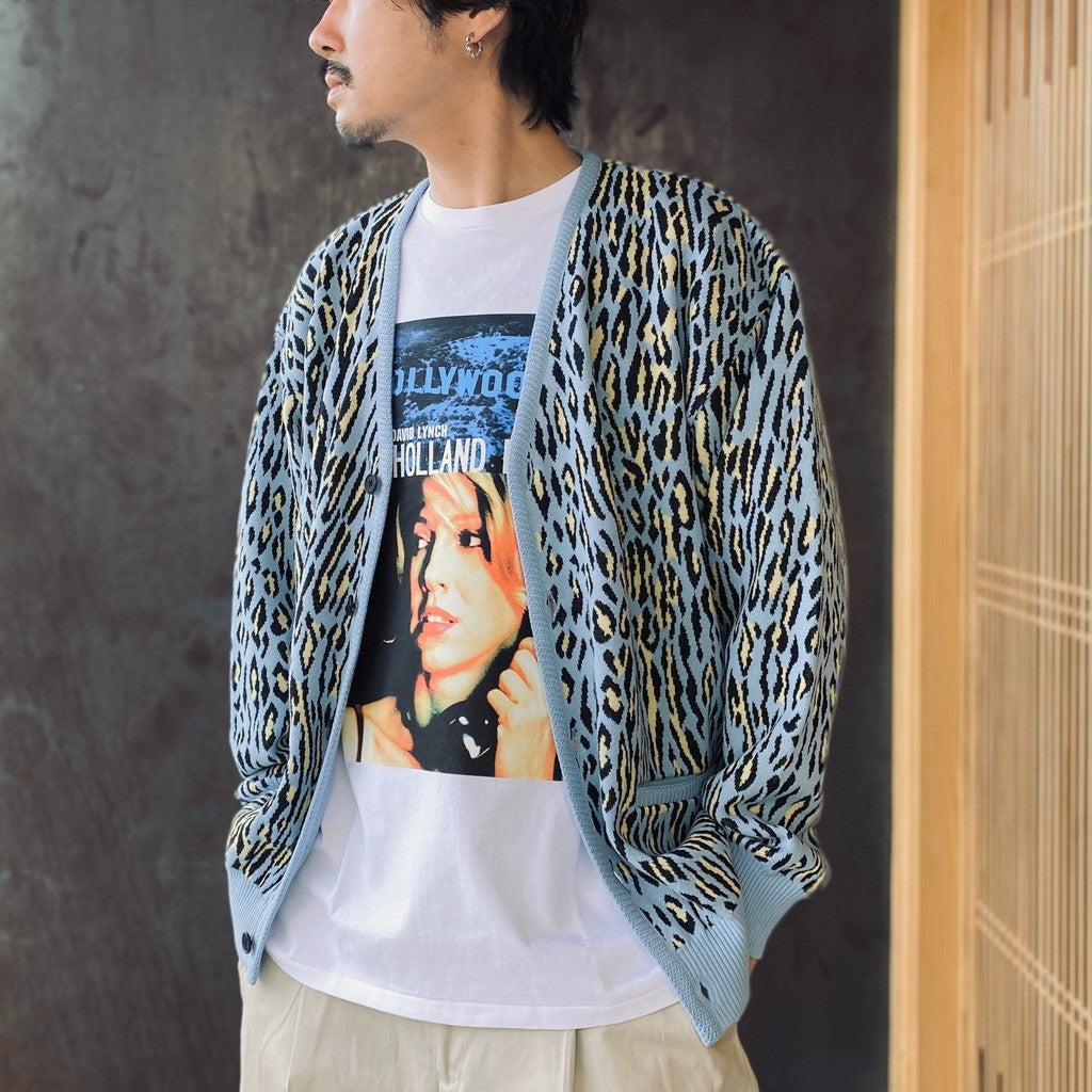LEOPARD JACQUARD CARDIGAN ( TYPE-2 ) #L-BLUE [26SS-WMK-KN18]