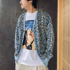 LEOPARD JACQUARD CARDIGAN ( TYPE-2 ) #L-BLUE [26SS-WMK-KN18]