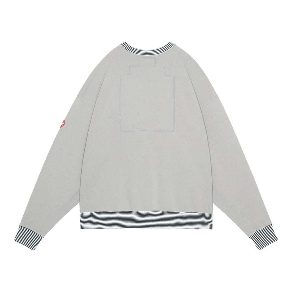 STRIPE RIB SOLID CREW NECK #KHAKI [CES28CS05]