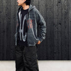 Bootleg Zip Up Hoodie With Damaged (ERROR S) #AGEDBLACK [M-P4-BG8]