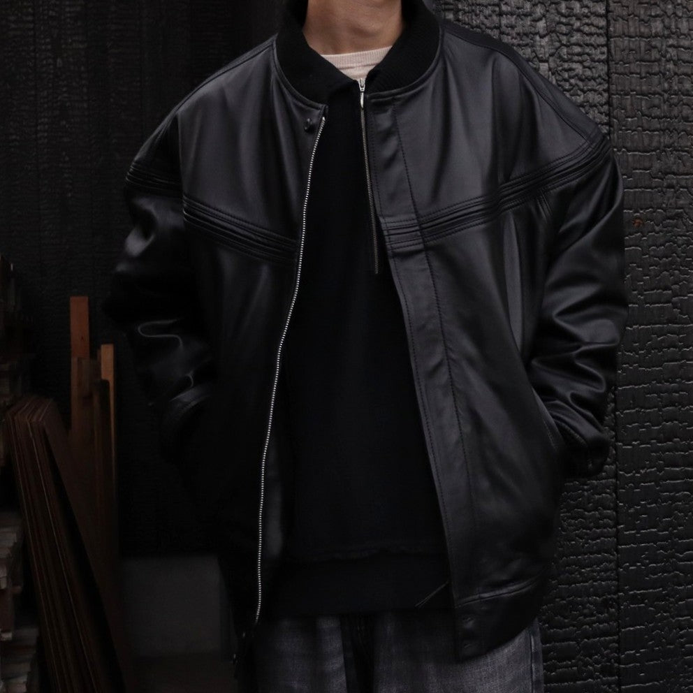 LEATHER DERBY JACKET #BLACK [tc25f001]