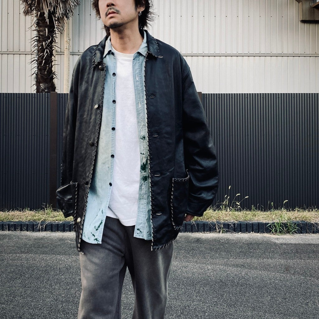 PAINT STAINED CHAMBRAY SHIRT, VENT HOLES #AGED INDIGO [BW252-PSCSV]