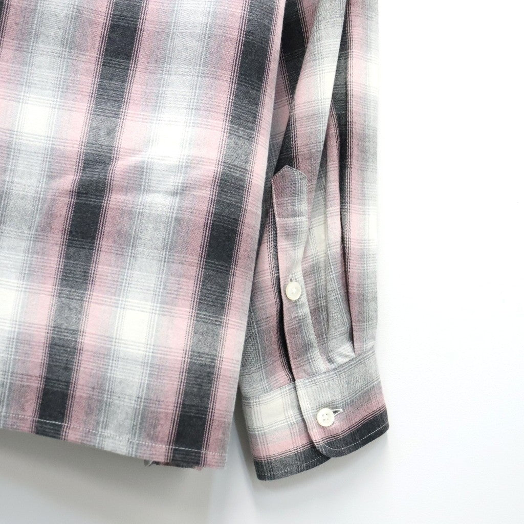 OMBRE CHECK OPEN COLLAR SHIRT L/S ( TYPE-2 ) #PINK [26FWE-WMS-OC02]