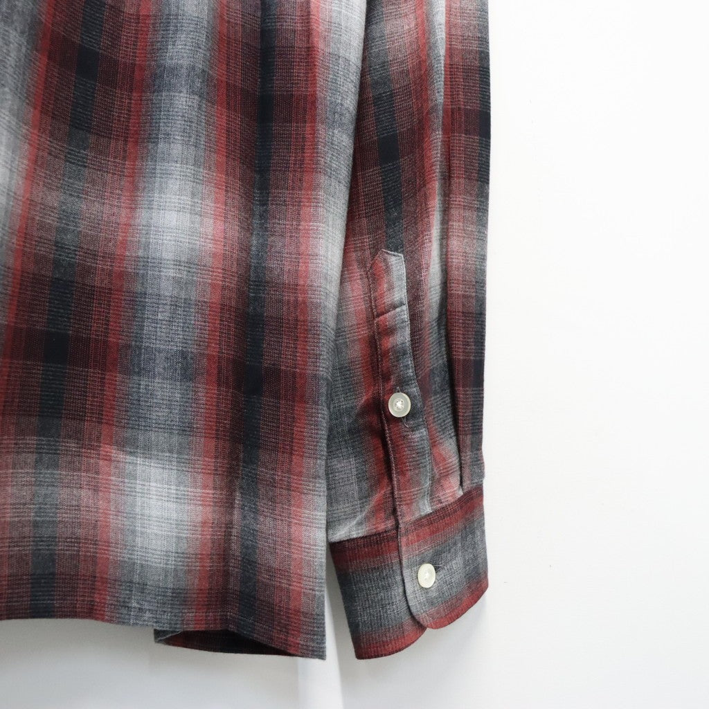 OMBRE CHECK OPEN COLLAR SHIRT L/S ( TYPE-1 ) #RED [26FWE-WMS-OC01]
