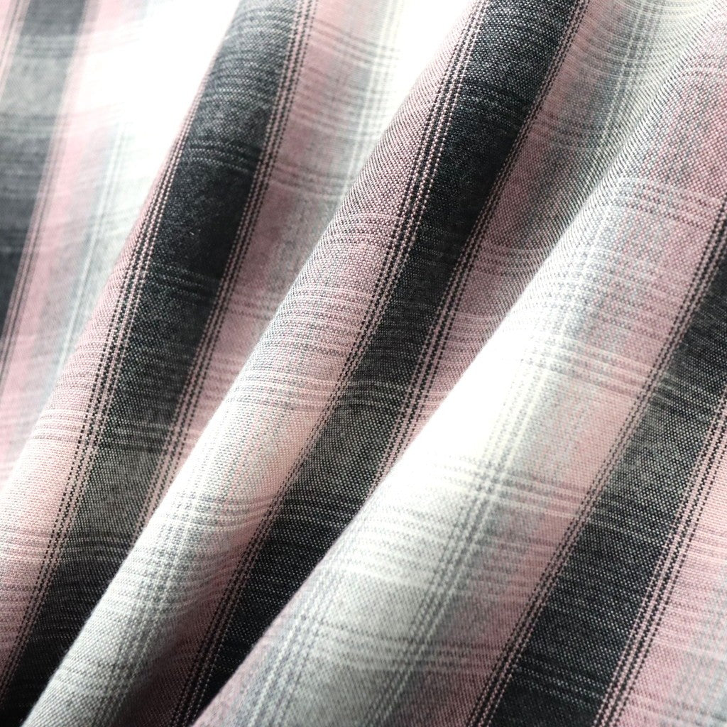 OMBRE CHECK OPEN COLLAR SHIRT L/S ( TYPE-2 ) #PINK [26FWE-WMS-OC02]