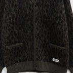 LEOPARD HEAVY MOHAIR CARDIGAN #KHAKI [23FW-WMK-KN15]
