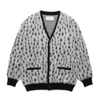 豹紋馬海毛開襟衫 #白色 [24SS-WMK-KN09]