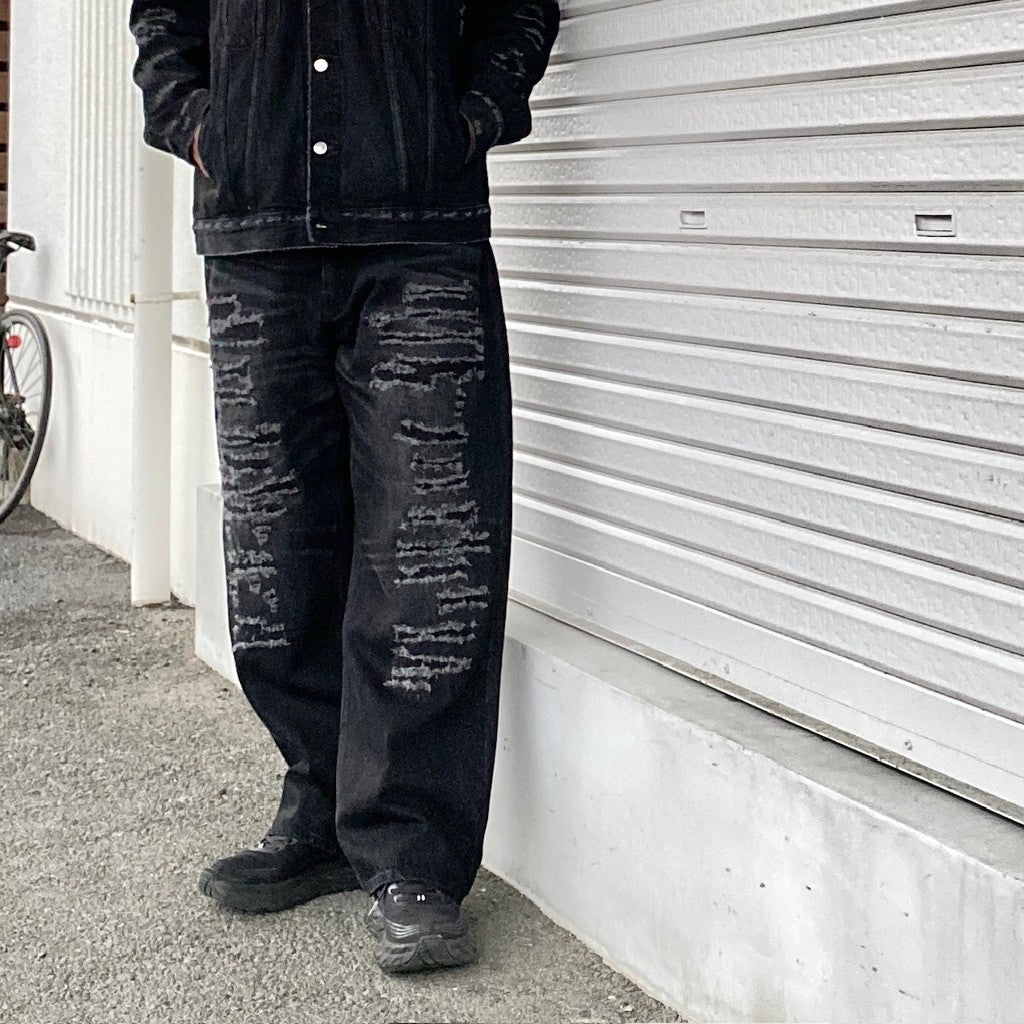 BORO 吊帶牛仔褲 #黑色 [24SS-FS-04 / FS1403]