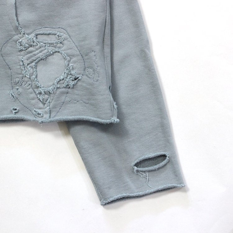 C2H4 | シーツーエイチフォー RUIN DISTRESSED ZIP-UP CREWNECK #GRAY