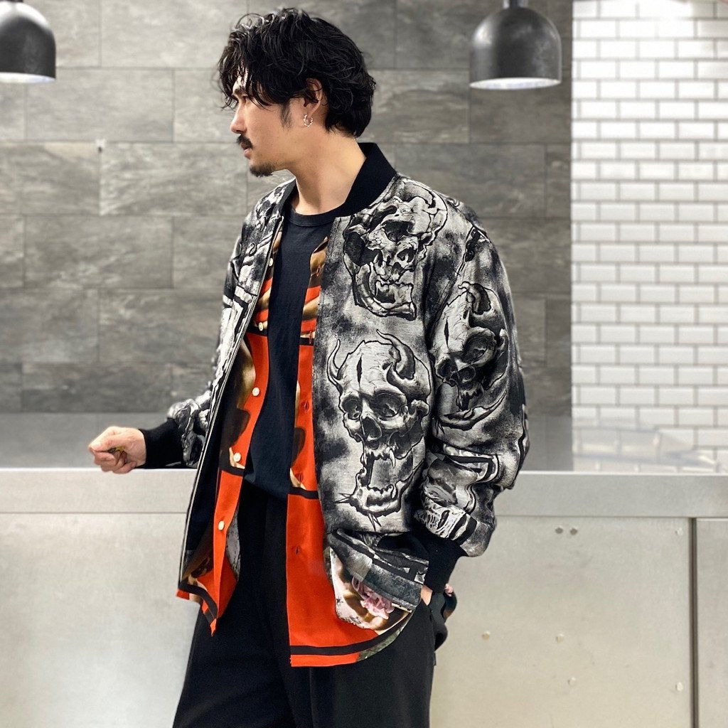 56 TATTOO STUDIO | JACQUARD SKA JACKET #SILVER [56TS-WM-BL02]