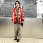 TECH WORK SHIRTS FLANNEL PLAIDS #D-RED [BE-88022]
