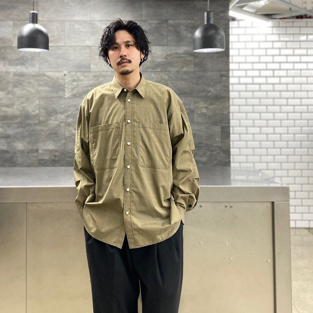 科技工作襯衫 L/S GUN CLUB 格子 #BEIGE [BE-86022]
